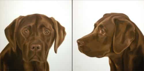 Gretta Gibney Mug Shots Chocolate Lab Pair 24x24