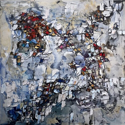 Maya Eventov "Abstract IV" 48x48, original on canvas, acrylic palette-knife impasto, abstract