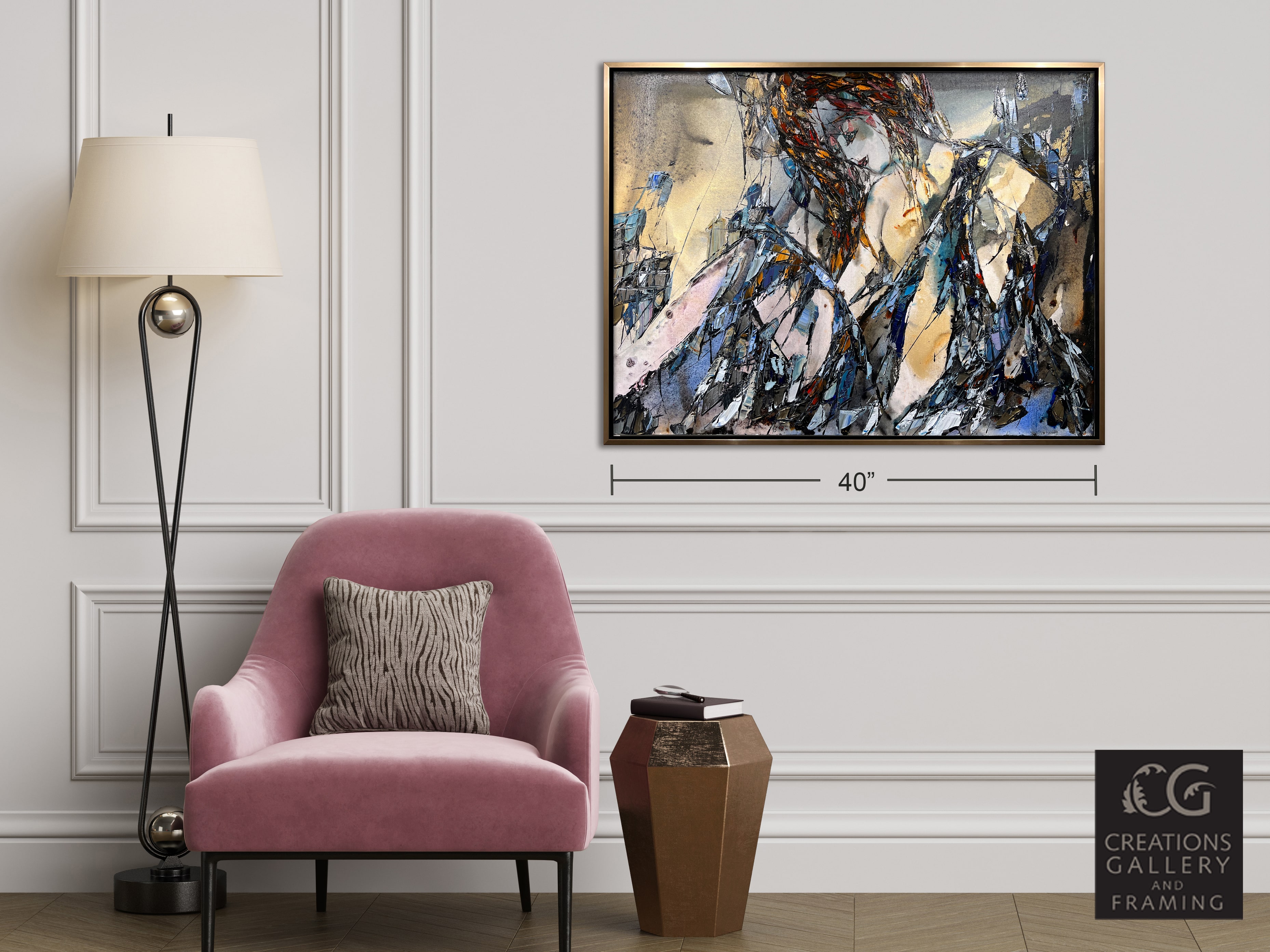 Maya Eventov Abstract Reclining Figure 2 30x40 Framed Room V3