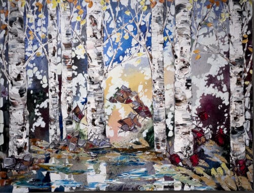 Maya Eventov Birch Spectrum Landscape 3 36×48 acrylic on canvas, palette-knife impasto