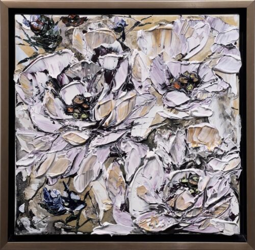 Maya Eventov Floral Abstract White I 16x16